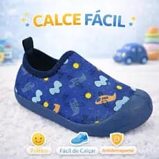 Tênis Infantil Calce Fácil Menino Estampado Solado Emborrachado Antiderrapante Tênis Meia