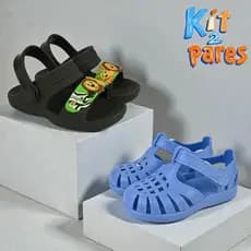 Sandália Papete Babuche Menino Kit 2 Pares Escolar Confortável Pandoka