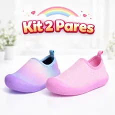 Tênis Infantil Menina Calce Fácil Kit 2 Pares Escolar Confortável Com Sola Antiderrapante