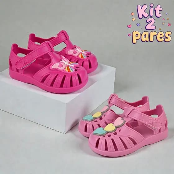 Sandália Infantil Menino Menina Kit 2 Pares Confortável Macia Leve Antiderrapante Dia Dia Promoção