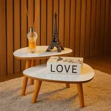Duas Mesas De Centro Francie Com Pés Plástico PVC Caramelo Para Sala De Estar Decorativa Elegante
