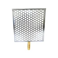 Grelha Compacta Em Aço Tela Moeda 34x32 Com Cabo Madeira Para Churrasco