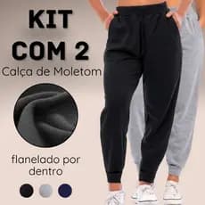 Kit C/2 Calça moletom Peluciada feminina Premium Lisa Básica Jogger Grossa Conforto e Estilo Slim Flanelada Inverno.