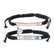 Pulseira de casal masculina feminina trançada hisqueenherk carta joias corrente 26714SL