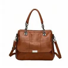 Bolsa de Ombro Feminina Grande Capacidade Couro PU Elegante Estilosa Retro Bolso Antifurto