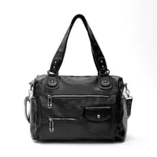 Bolsa Feminina Transversal Soft Pu Leather Retro Style de Ombro Grande Capacidade Elegante Casual