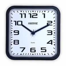 Relógio de Parede Quadrado Quartz Arábico Fundo Branco- Maxtime