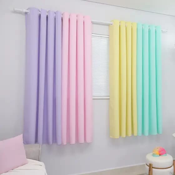 Cortina Colorida Oxford Arco-íris 600x180 Para Varão