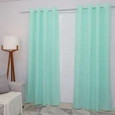 Cortina Lana Verde-água Oxford 300x250 Para Sala/Quarto