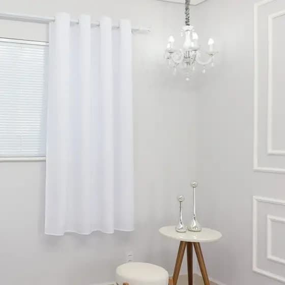 Cortina Sala Quarto Oxford 1,50 X 1,80 Uma Folha Ilhós Cromado Redondo Para Varão