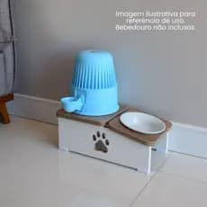 Comedouro Cachorro Bebedouro Base Hibrido Elevado Pet MDF