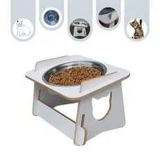 Comedouro Pet Elevado Gato Linha Saudavel Tigelas Inox 400ml