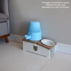 Comedouro Gato Bebedouro Base Hibrido Elevado Pet MDF