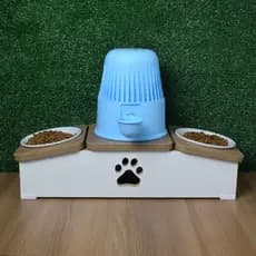 Comedouro Elevado Cachorro Base Bebedouro Hibrido Duplo Pet MDF