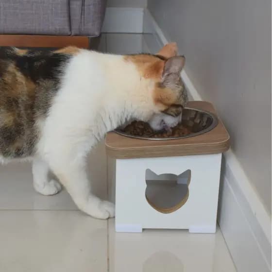 Comedouro Bebedouro Elevado Gato Pet MDF Linha Premium