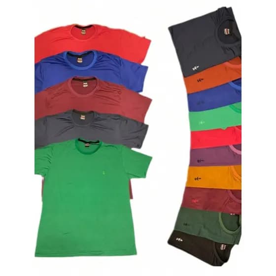 Kit 5 Camisa Básica Lisa Masculino com elástano