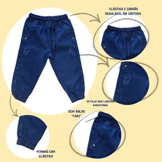 Kit 2 Calça Infantil Masculino Jogger Jeans Menino