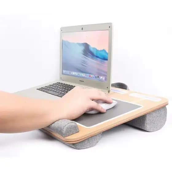Suporte Apoio Para Notebook Desenho Com Almofada Confortável Alça Portátil P/ Sofá Cama
