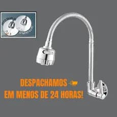 Torneira Tubo Flexível Parede Cozinha  para Pia de Cozinha Gourmet Flexível Luxo Inox Metal Cozinha Parede