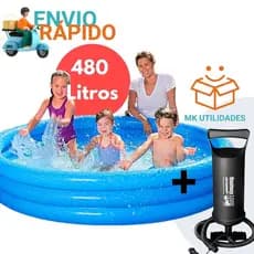 Kit Piscina Inflável Infantil Com Bomb de Ar Capacidade 480 litros 1,83m x 33 cm Bestway Para Crianças Super Resistente