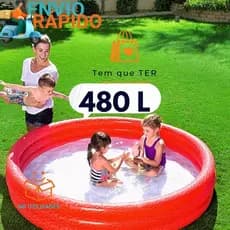 Piscina Inflável Infantil Capacidade 480 litros 1,83m x 33 cm Bestway Para Crianças Super Resistente