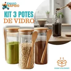 Pote De Vidro Redondo Tampa Bambu Hermético Com Colher 690ml