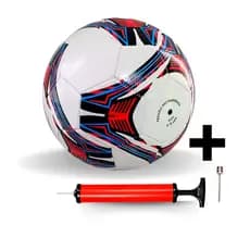 Kit Bola de Futebol + Bomba De Bola Tamanho 5 Couro Costurada Infantil De Criança