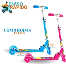 Patinete Infantil Radical 3 Rodas Com Luz Led Dobrável E Ajustável Para Menino Para Menina Até 50 Kg
