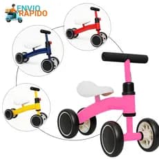 Bicicleta de Equilíbrio Infantil Bibi Bike Andador Sem Pedal 4 Rodas Aprender a Pedalar Rosa Azul Vermelho Amarelo