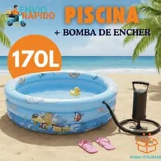 Piscina Infantil 170 Litros Inflável Menino  + Bomba De Encher