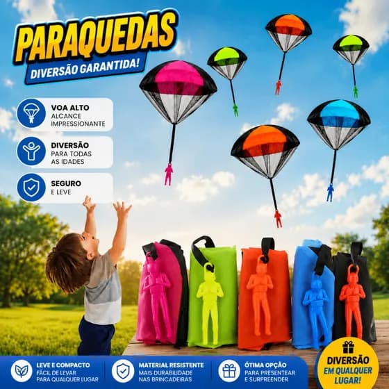 Kit Com 4 Mini Paraquedas De Brinquedos Boneco Paraquedista Divertido
