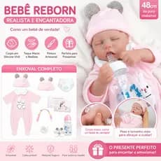 Bebê Reborn Realista 48cm Menina Corpo Silicone Vinil + Enxoval Completo Boneca Original