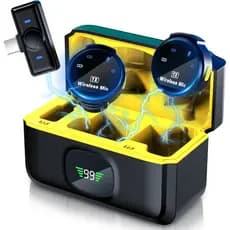 Microfones De Lapela Sem Fio Lavalier Com Caixa De Carga Para iPhone/Android Type-c Microfones Lapela Magnéticos