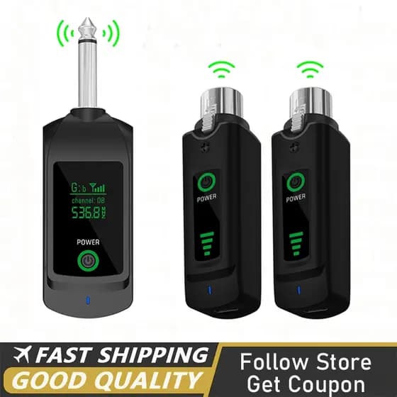 Receptor Transmissor XLR Sem Fio , Sistema Adaptador De Microfone De 2.4Ghz , Alcance De 100 Pés Para Microfones Dinâmic