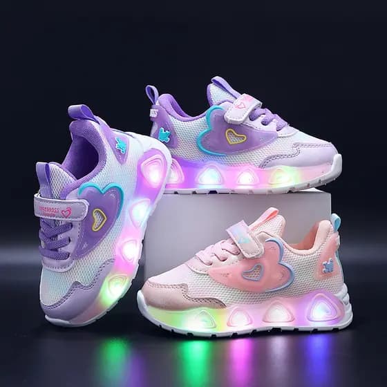 Tênis infantil Calçados infantis LED Meninas  bebê sapato infantil Leve e macio