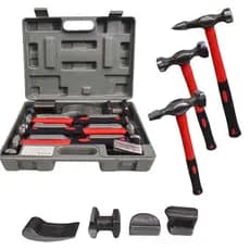 Kit Reparo Automotivo Chapeador 7 Peças Martelo E Tasso
