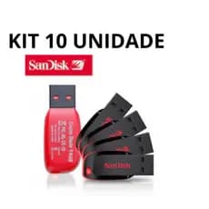 KIT 10 UNIDADE Pen Drive SanDisk Cruzer Blade USB 2.0 8gb PROMOÇÃO