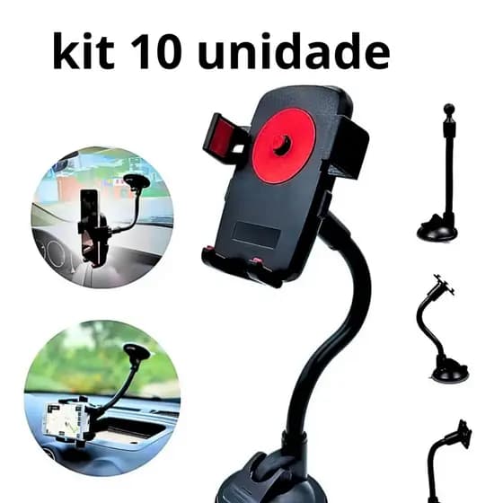 kit 10 unidade Suporte Veicular Para Celular No Parabrisa Carro Caminhão Para Celular 360º Fixação Ventosa Haste Firme A
