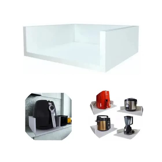 Prateleira Suporte Nicho Para Airfryer Cafeteira em Mdf Branco