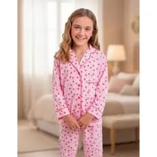 Pijama Infantil Americano Longo Menina Inverno Malha Botões