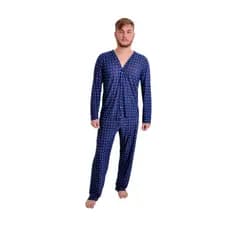 Pijama Masculino Liganete Longo Adulto Inverno Aberto Botões