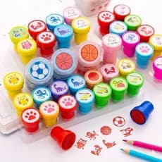 Carimbo Infantil Barato Aleatório Colorido 3 6 12 Peças Desenhos Variados Escolar