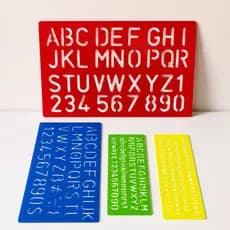Kit 4 Régua Normógrafo Cristal Letras ABC e Números Molde Escolar Infantil Educativo