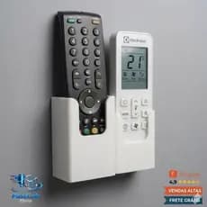 Suporte Organizador Porta Controle Remoto Parede 2 lugares Branco Universal fita duplaface decoração