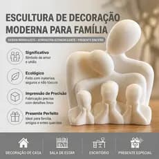 Escultura Abstrata Família, Estatueta Familiar, Estátua Minimalista, Decoração de Casa