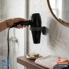 Suporte Secador de Cabelo Parede Organizador Porta Secador Banheiro Premium