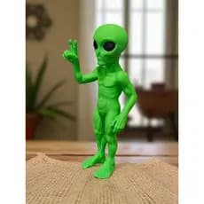 Boneco Alien ET Fazendo Sinal de Paz 15cm - Decoração Geek Extraterrestre