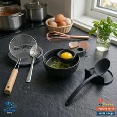 Suporte apoio de colher + Apoio para Talheres + Separador de Clara e Gema Kit 3 Peças Cozinha