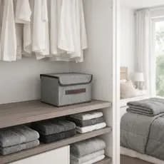 Caixa de Tecido Organizadora Dobrável Cinza 26x20x16cm – Organização para Closet, Quarto e Escritório