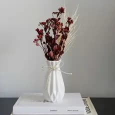 Vaso Decorativo em Cerâmica Serenata com Folhagens Secas – Decoração para Sala, Rack e Aparador